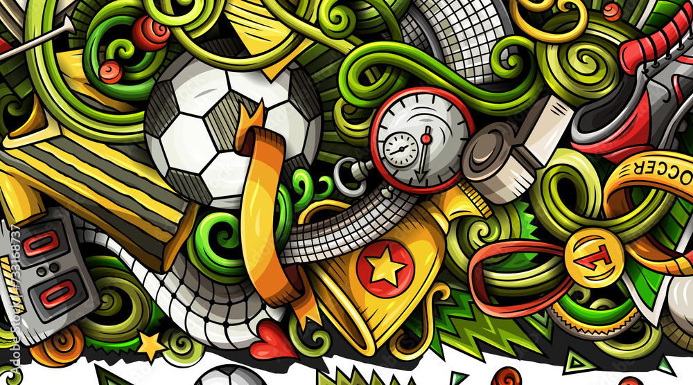 Soccer cartoon banner illustration