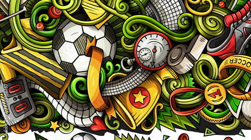 Soccer cartoon banner illustration