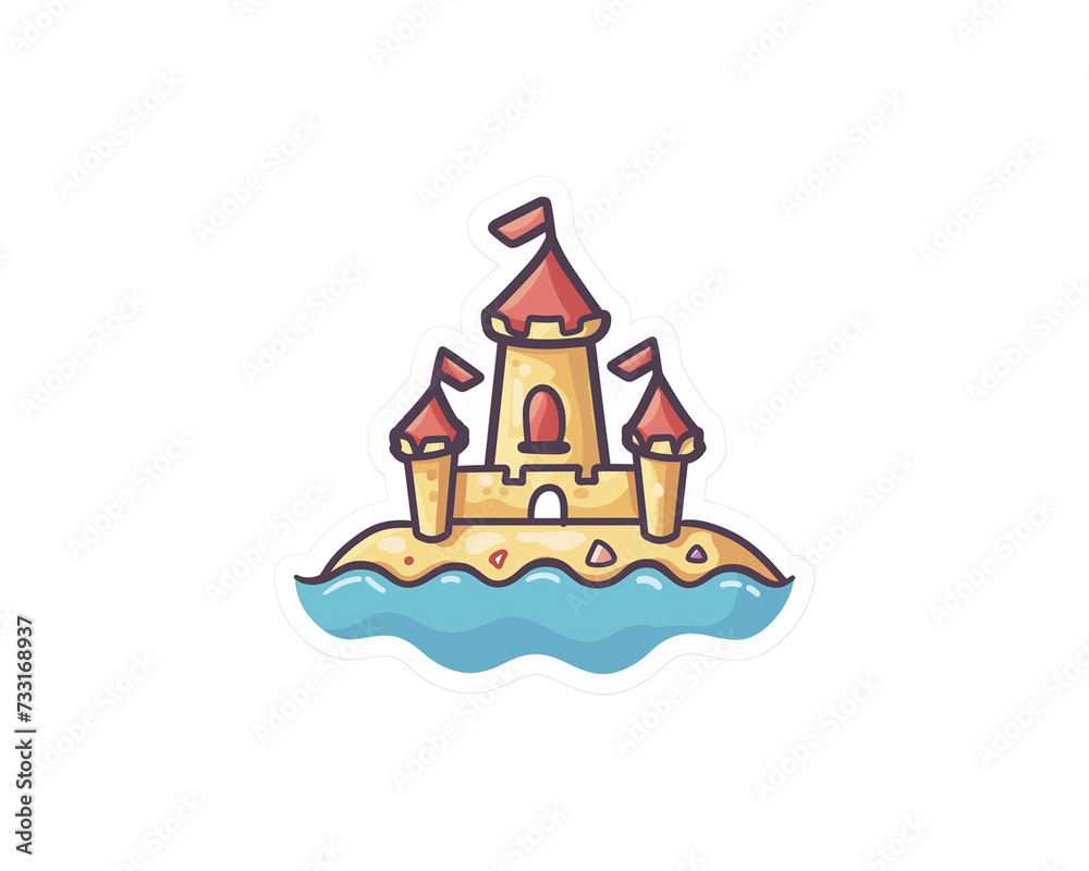 sand castle illustration sticker