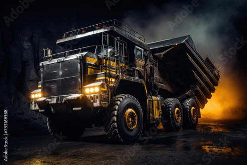 A big yellow mining truck for coal anthracite.