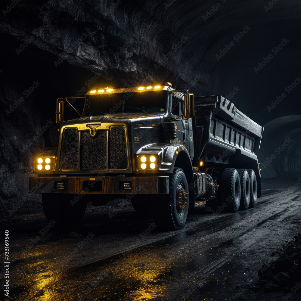 A big yellow mining truck for coal anthracite. A big yellow mining truck for coal anthracite.