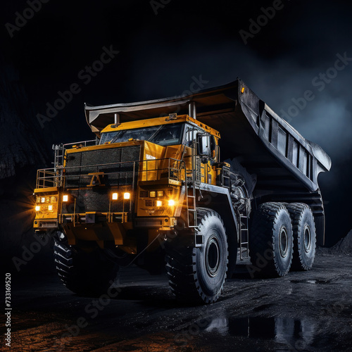 A big yellow mining truck for coal anthracite.