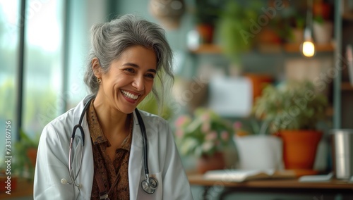 portrait of a happy senior female doctor