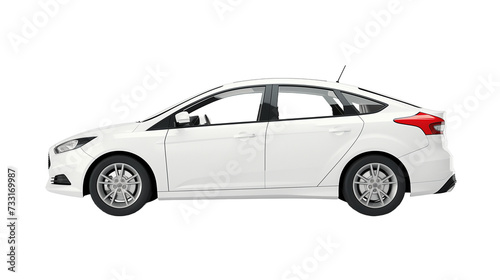 Passenger car isolated on a white background  with clipping path. Full Depth of field. Focus stacking  side view.