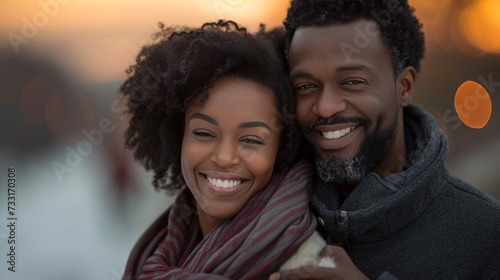 In this heartwarming shot, the Black couple's happiness is palpable, spreadin...