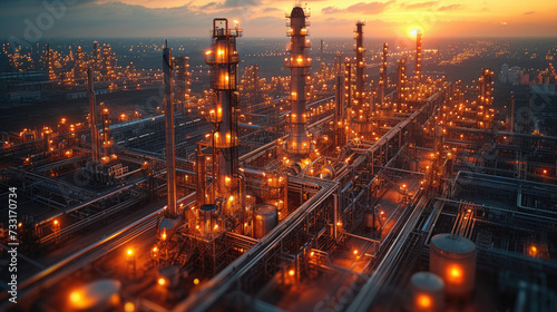 Industrial Might: Petrochemical Plant with Tanks