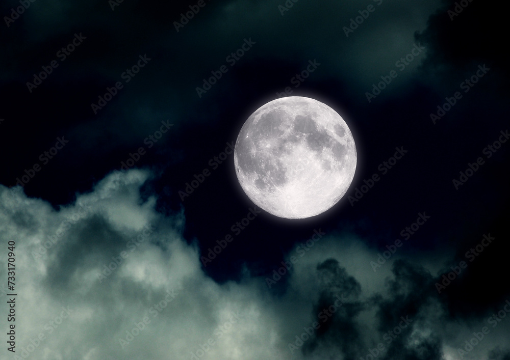 The moon in the night sky