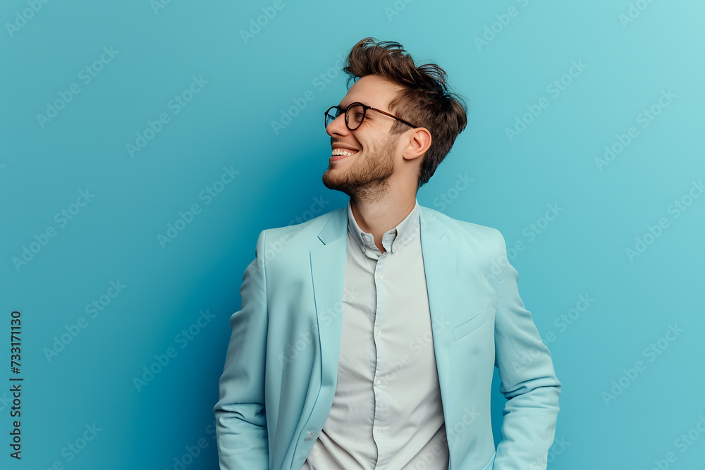 Portrait of Handsome smiling man in suit isolated on light background Portrait of Handsome smiling man in suit isolated on light background