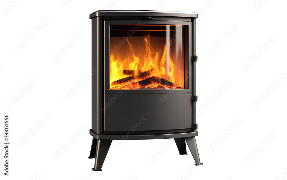 Modern Freestanding Electric Fireplace Heater Isolated on Transparent Background PNG.