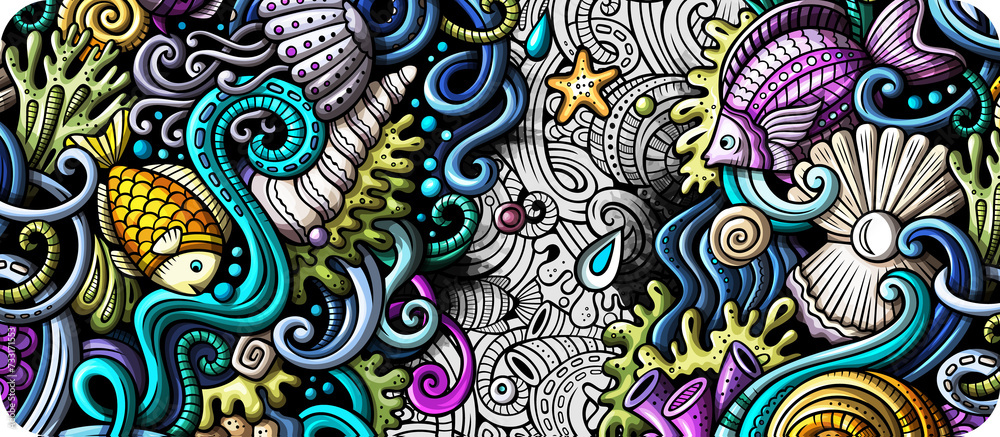 Underwater cartoon banner Underwater cartoon banner