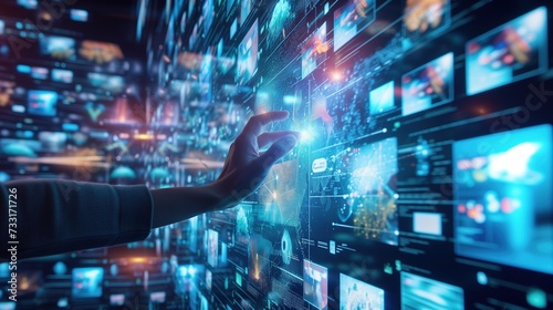 Futuristic Interactive Technology Display with Touch Interface