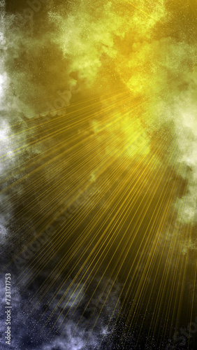 Golden Beam Rays Light Isolated Background.