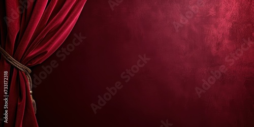 Background with luxurious red velvet theater curtain, perfect for a movie theater grand opening banner, a stage performance poster, or as a background for award ceremony announcements.