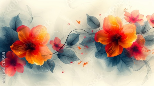 Abstract backdrop combining floral motifs with geometric shapes for a harmoni...