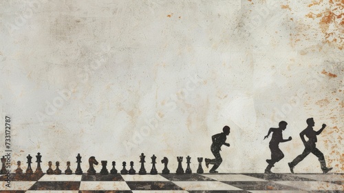 Minimalist depictions of activities such as running, painting