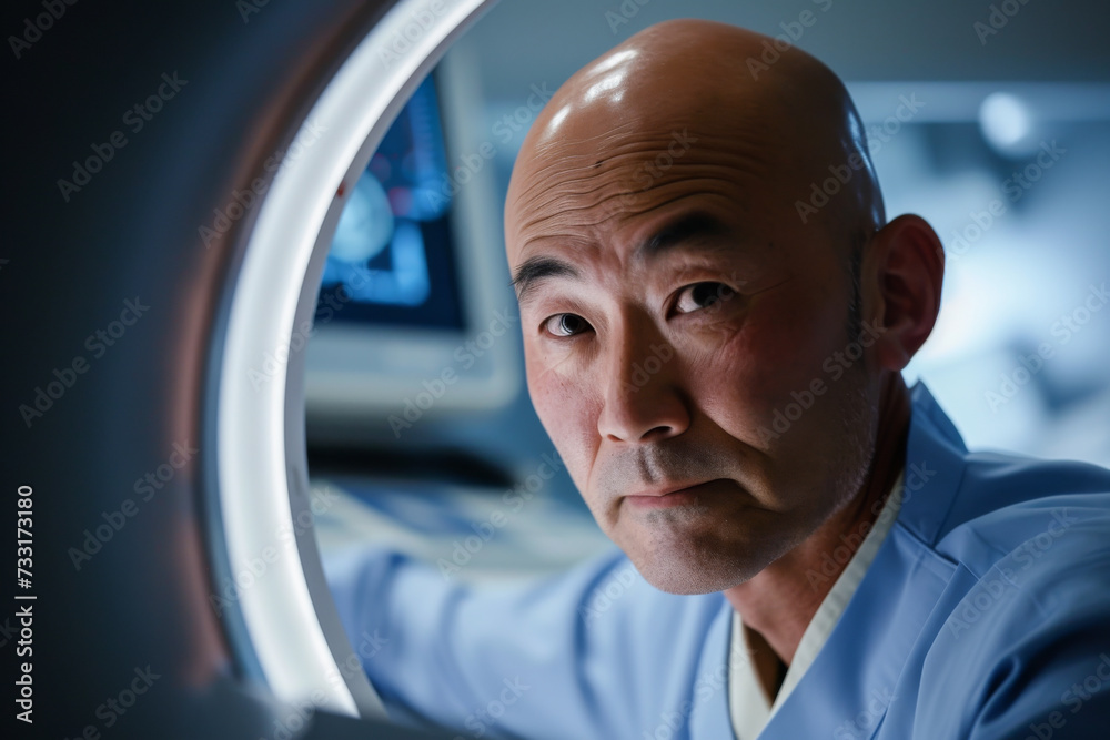 Portrait of senior male doctor looking at camera while standing in CT scanner room
Portrait of senior male doctor looking at camera while standing in CT scanner room