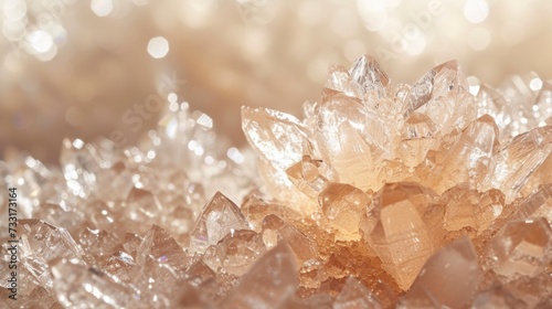 Macro shot capturing the intricate details of a crystalline sugar sculpture, sparkling in the light photo