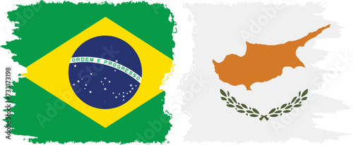 Cyprus and Brazil grunge flags connection vector