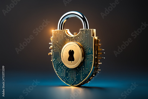 Conceptual digital image of mother board with lock