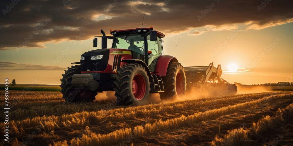 A tractor ploughing a field. A tractor ploughing a field.