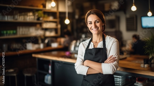 Confident Female Restaurant Owner in Commercial Kitchen