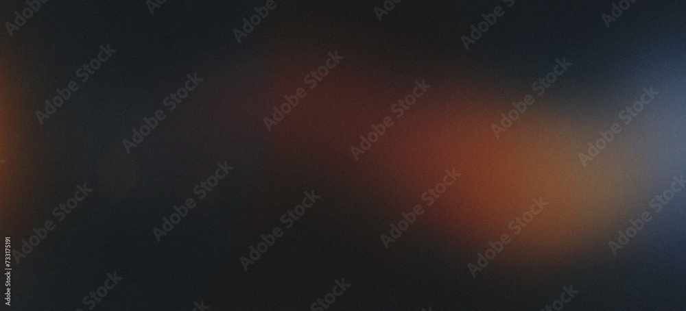 Black orange blue grey bokeh with grainy noise grungy empty space airbrush texture.  rough abstract retro vibe shine bright light and glow background template color gradient.