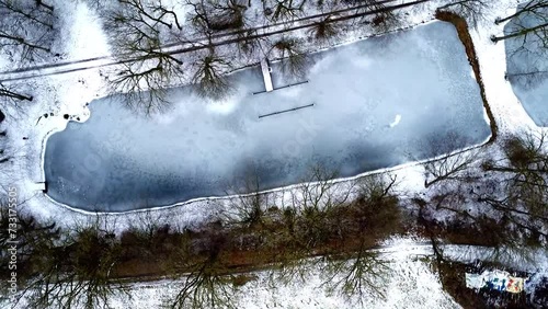 Frozen lake in the forest