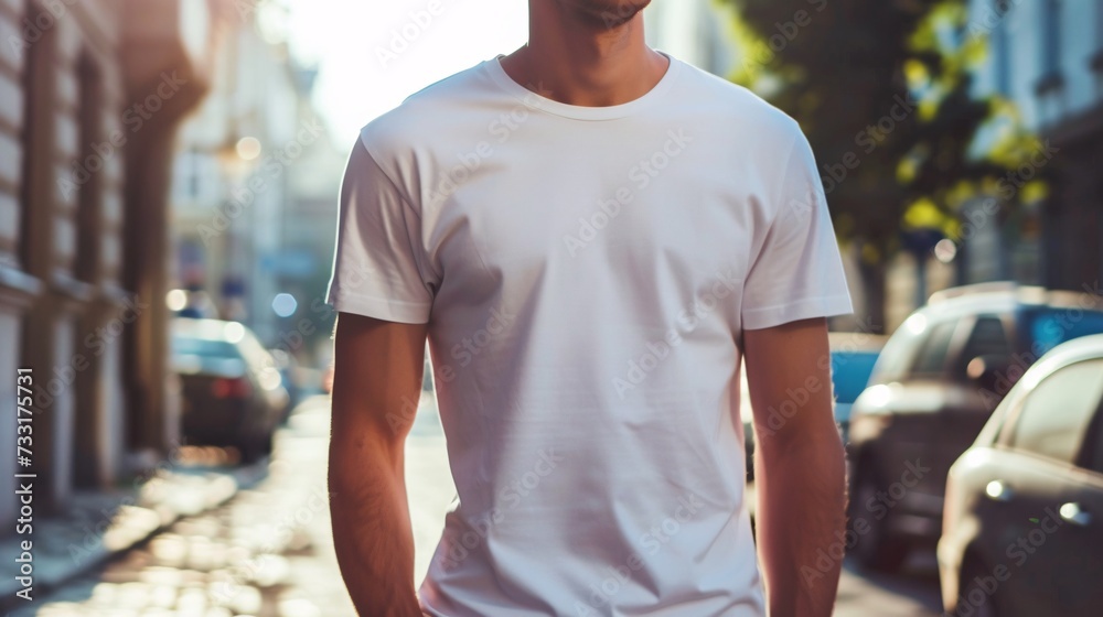 Young Model Shirt Mockup, man wearing white t-shirt on street in daylight, Shirt Mockup Template on hipster adult for design print, Male guy wearing casual t-shirt mockup placement Young Model Shirt Mockup, man wearing white t-shirt on street in daylight, Shirt Mockup Template on hipster adult for design print, Male guy wearing casual t-shirt mockup placement
