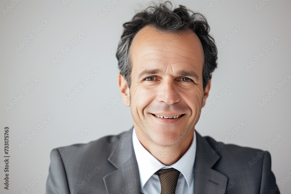 A handsome, attractive, clean shaven, corporate executive banker, businessman in his 50s smiling at the camera, wearing a suit and tie against a white isolated background. A handsome, attractive, clean shaven, corporate executive banker, businessman in his 50s smiling at the camera, wearing a suit and tie against a white isolated background.