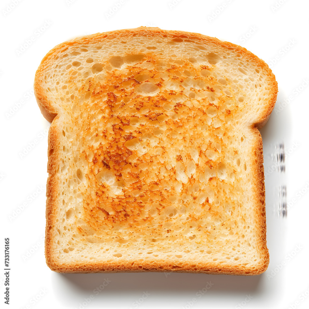 Slice of Toast Bread isolated on white background, top view Slice of Toast Bread isolated on white background, top view