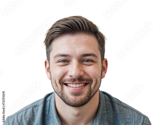 Smiling Young Man in Isolated Transparent Portrait