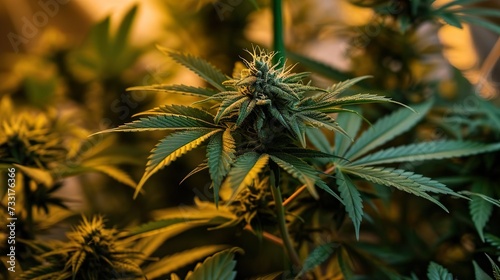 Marijuana plant and Cannabis buds, Pharmacist with Cannabis