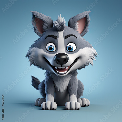 Cute Cartoon Wolf Character...