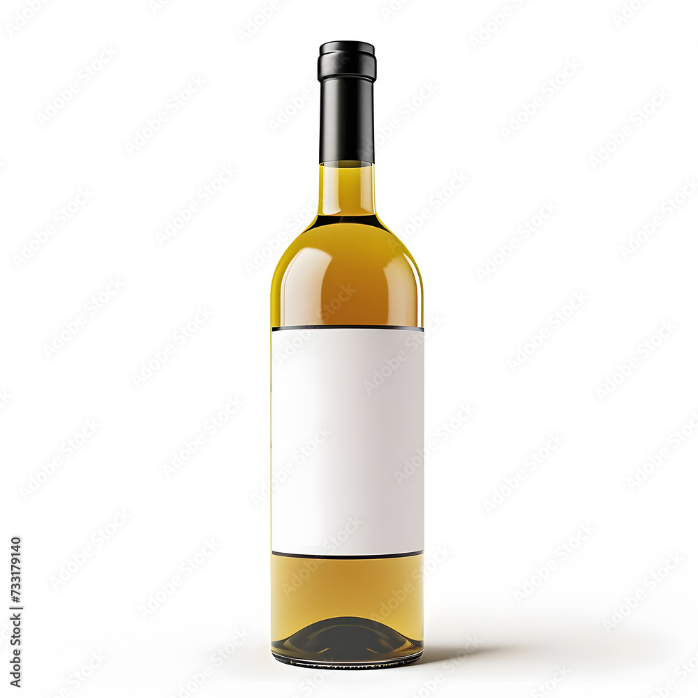 A bottle of white wine isolated on white background for mockup A bottle of white wine isolated on white background for mockup