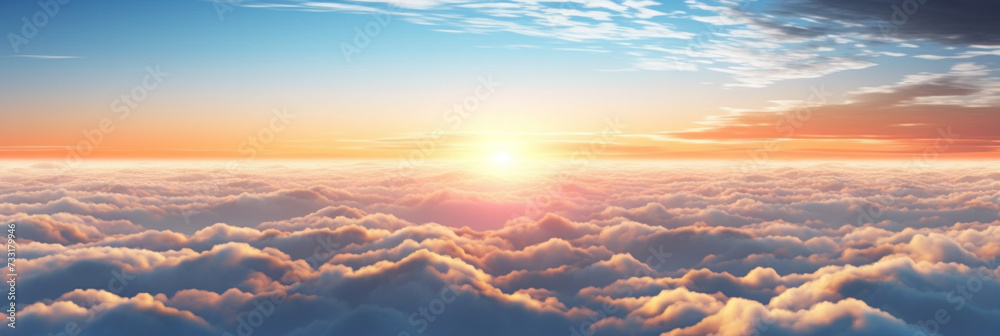 Beautiful sunrise sky above clouds with dramatic light in the morning. Beautiful sunrise sky above clouds with dramatic light in the morning.
