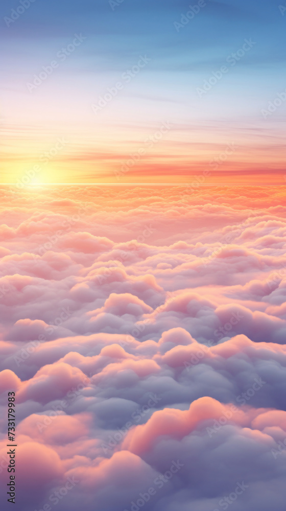 Fototapeta premium Beautiful sunrise sky above clouds with dramatic light in the morning.