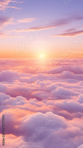 Beautiful sunrise sky above clouds with dramatic light in the morning.