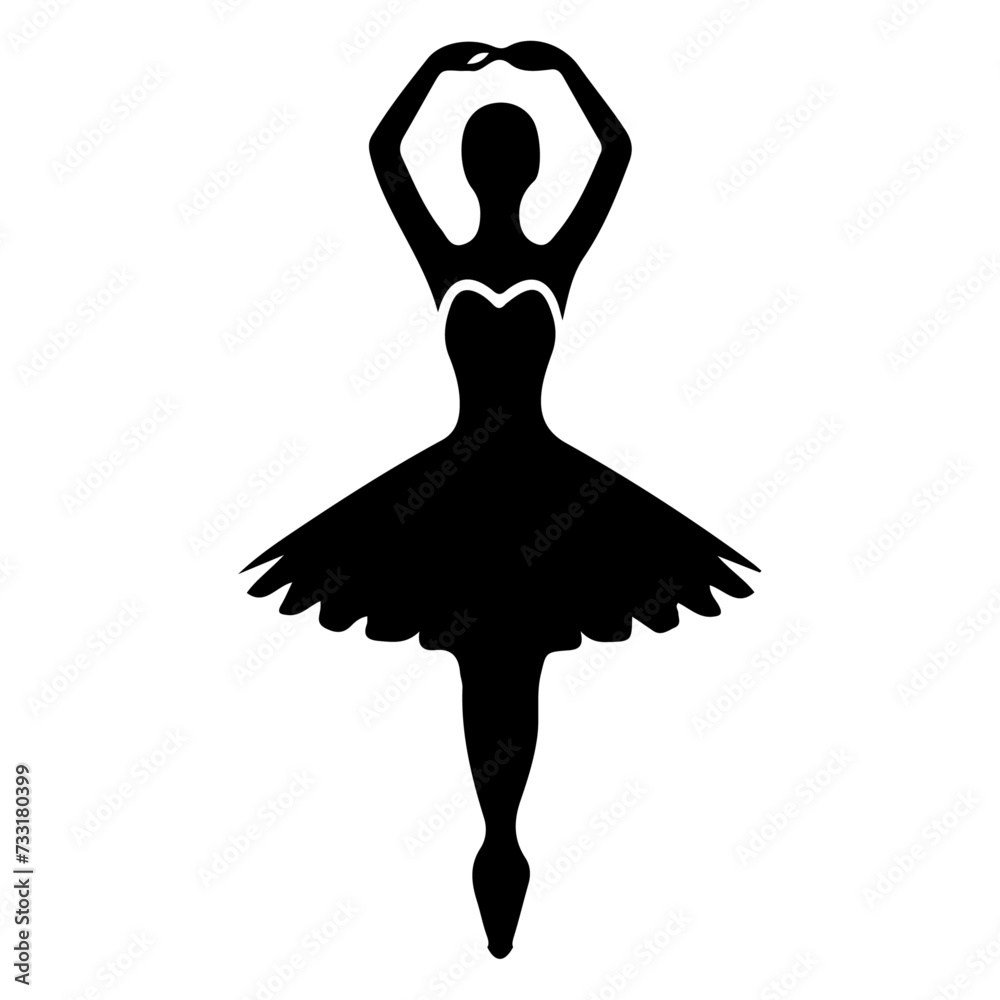 Ballerina Dance vector icon in flat style black color silhouette white background Ballerina Dance vector icon in flat style black color silhouette white background