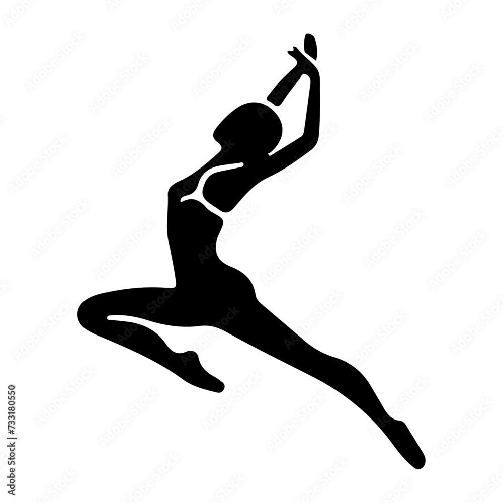 Ballerina Dance vector icon in flat style black color silhouette white background Ballerina Dance vector icon in flat style black color silhouette white background