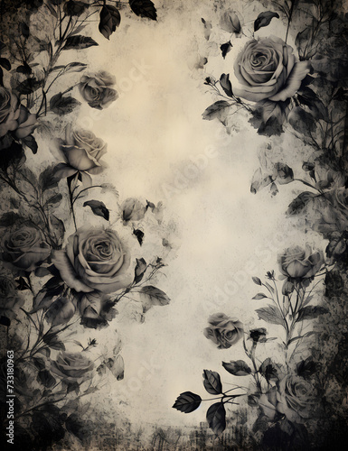 Dark Roses Floral scrapbook paper, old Vintage, texture, scrapbook, scrapbook paper, flowers, florals, roses, digital paper, junk journal, dark colors
