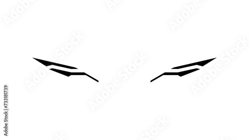 Vehicle decal stripes. Twin wings design style. Trendy striping graphic element in black fill vector illustration. Editable and suitable for many purposes.