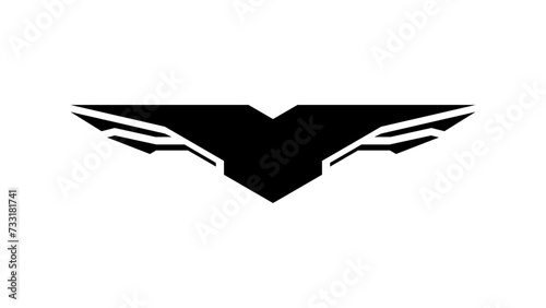 Vehicle decal stripes. Wings forces design style. Trendy striping graphic element in black fill vector illustration. Editable and suitable for many purposes.