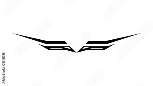 Vehicle decal stripes. Eagle Wings design style. Trendy striping graphic element in black fill vector illustration. Editable and suitable for many purposes.