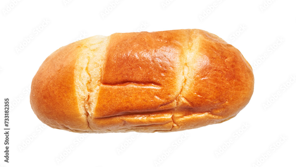 Close-up of an isolated fresh golden brown bread loaf on a white background. Close-up of an isolated fresh golden brown bread loaf on a white background.