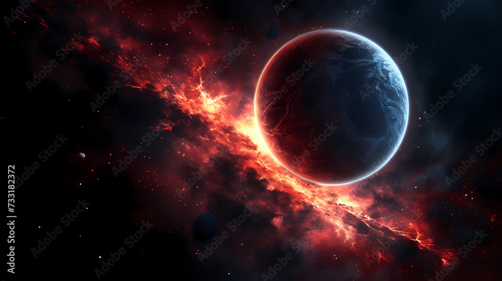 Obraz premium Space galaxy background, 3D illustration of nebulae in the universe
