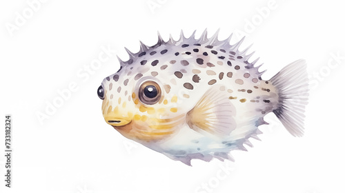 Hand drawn cartoon puffer fish illustration 