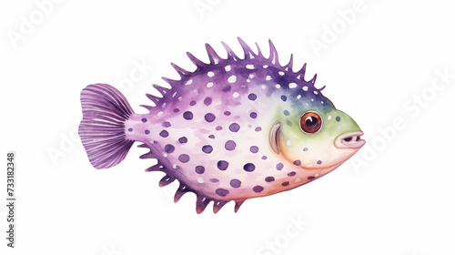 Hand drawn cartoon puffer fish illustration 