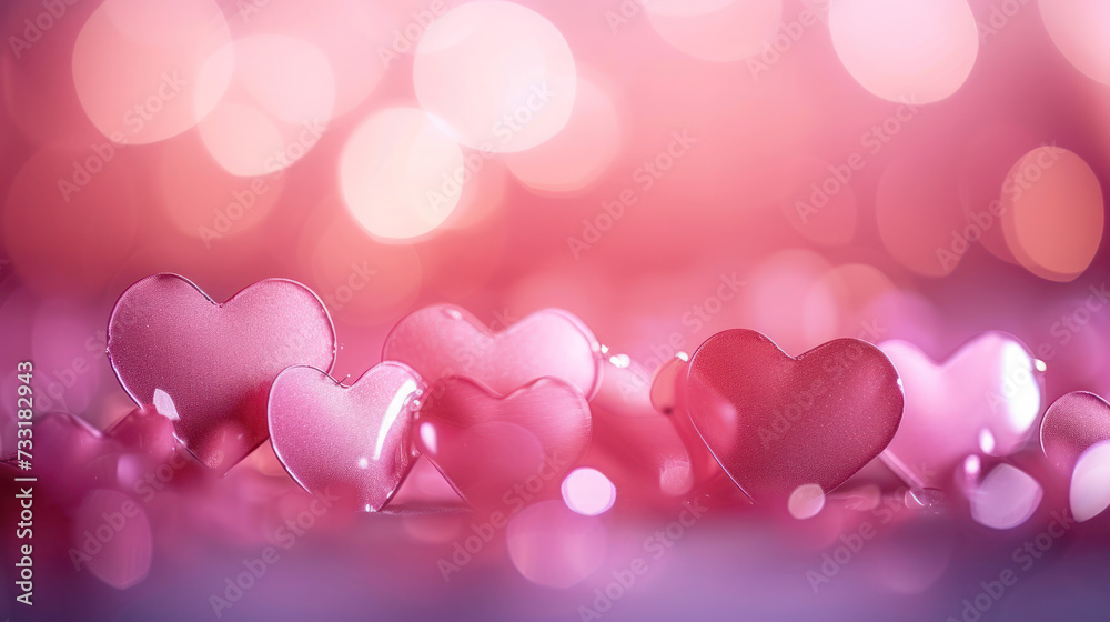 Abstract Pink Hearts Bokeh Bliss