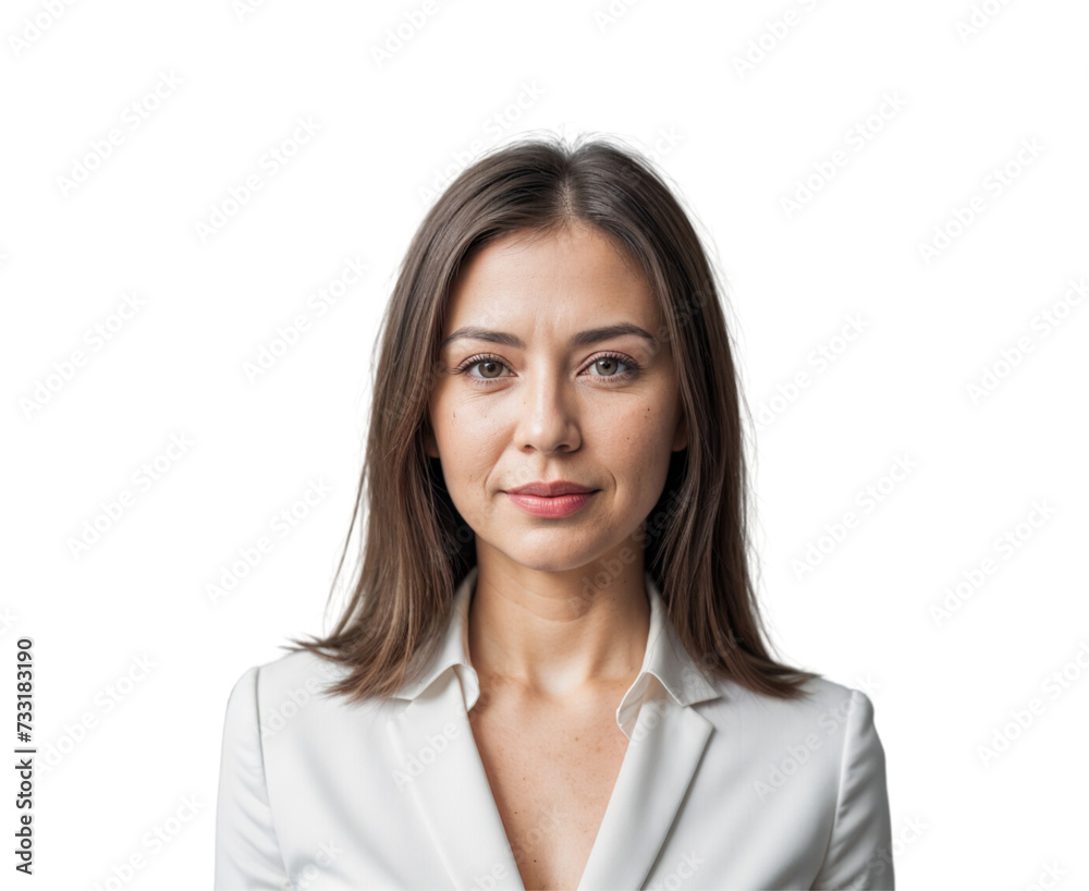 Isolated Businesswoman Portrait on Transparent White Background Isolated Businesswoman Portrait on Transparent White Background