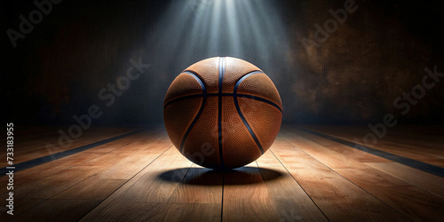 basketball ball on wooden floor in a sports setting